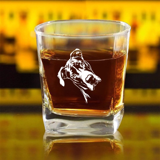 Great Dane Face Great Dane Line Art Head Gifts Square Whiskey Glasses