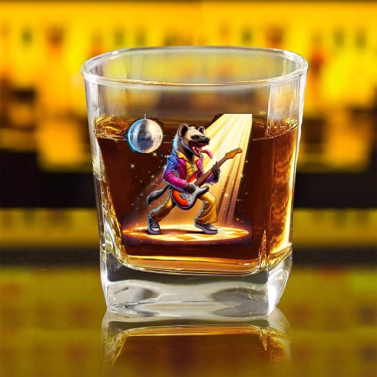 Disco Ball Guitar Hyena Square Whiskey Glasses