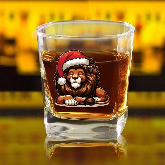 Christmas Hat Christmas Fairy Lights Lion Square Whiskey Glasses