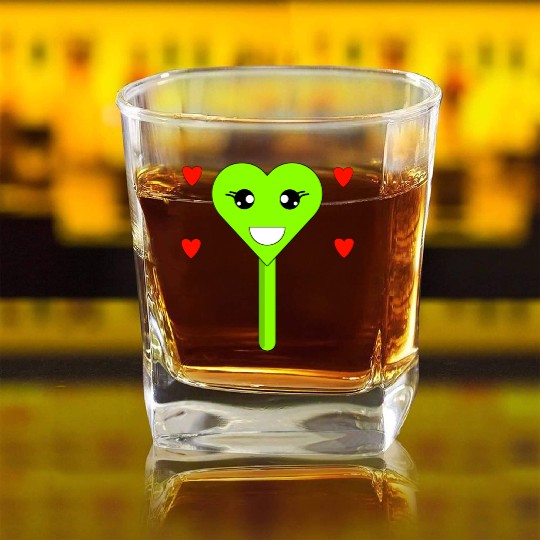 Cuttie Green Lollipop Square Whiskey Glasses