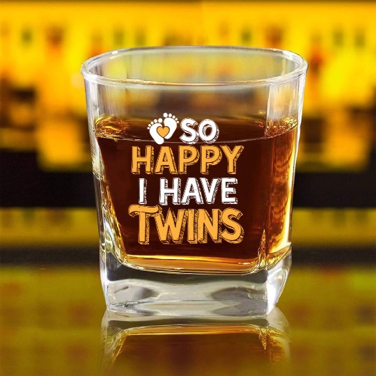 Dad of Twins Square Whiskey Glasses Funny Twin Dad Father's Day