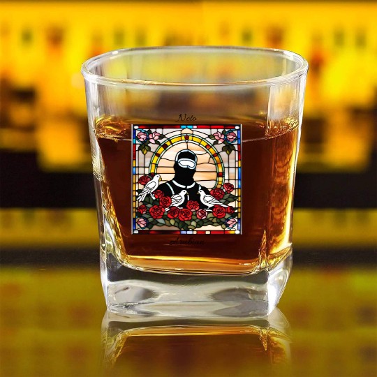 "Trooper" church window design Square Whiskey Glasses