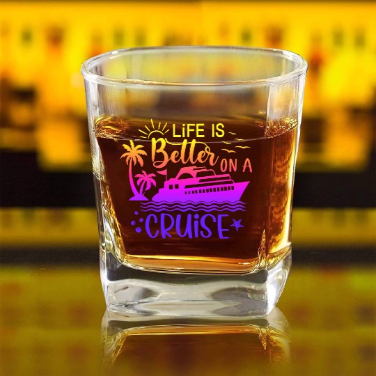 Escape every day life is belle on a cruise Square Whiskey Glasses