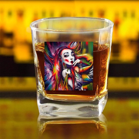 Ghost Witch Vampire Girl Dreams Pop Street Art Square Whiskey Glasses