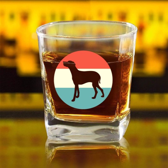 Retro Weimaraner Dog Silhouette Square Whiskey Glasses