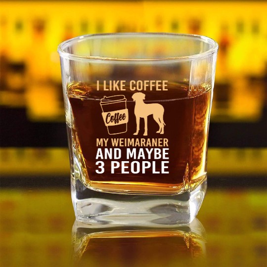 Dog Pun Coffee Lover Pet Coffee And Weimaraner Square Whiskey Glasses