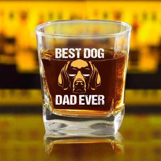Fathers Day Dog Wearing Sunglasses Weimaraner Dad Square Whiskey Glasses