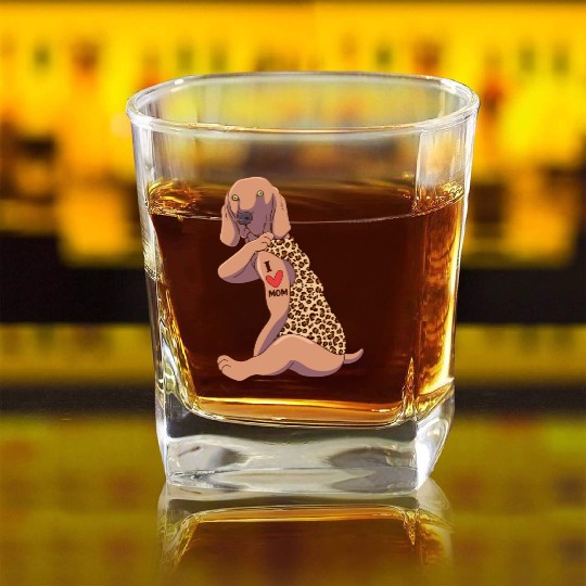 Weimaraner Mom Tattoo Dog I Love Mom Dog Square Whiskey Glasses