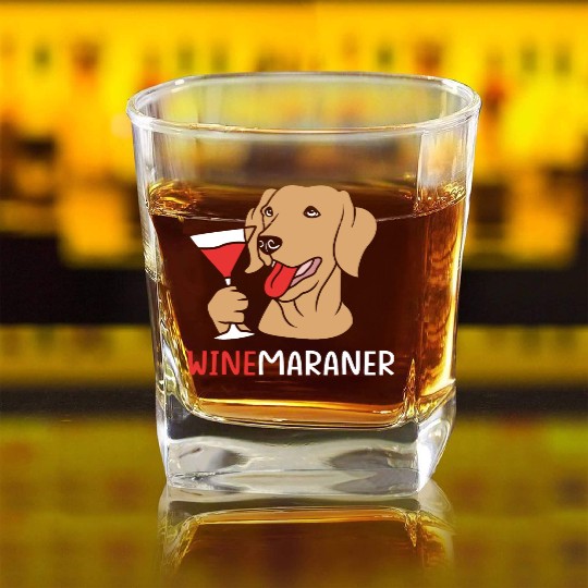 Winemaraner Dog Mom Wine Lover Funny Weimaraner Square Whiskey Glasses