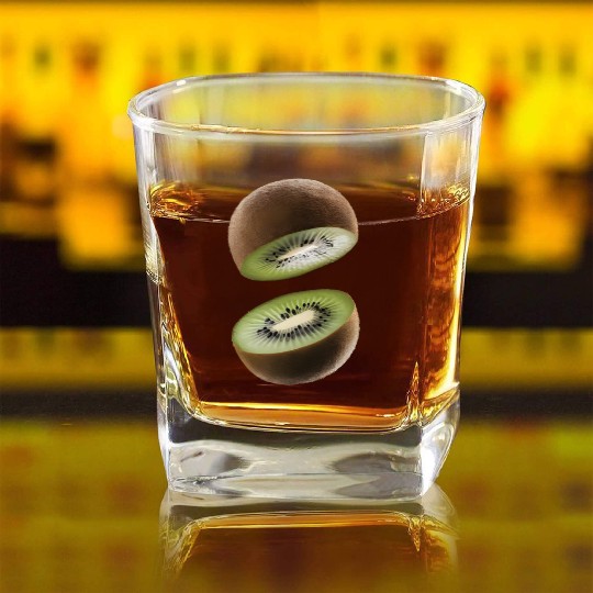 Kiwi Realistic Square Whiskey Glasses