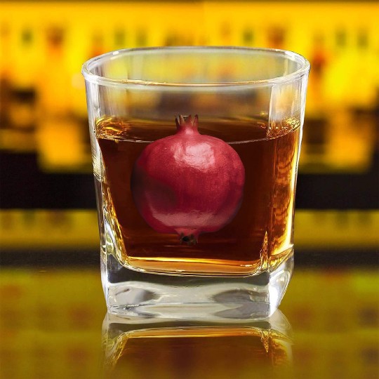Pomegranate Realistic Square Whiskey Glasses