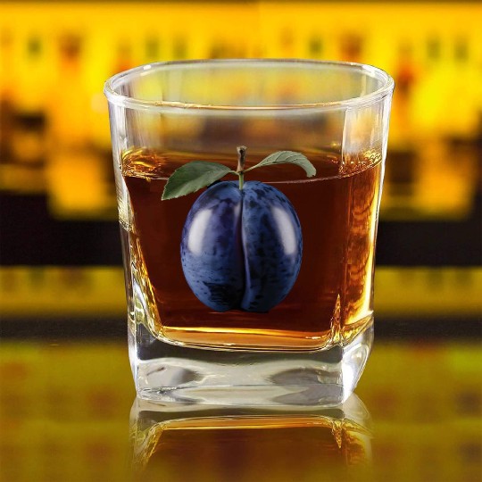 Blackberry Realistic Square Whiskey Glasses