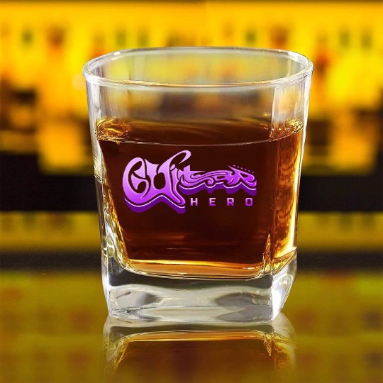 Guitar Hero - Typography Design Square Whiskey Glasses