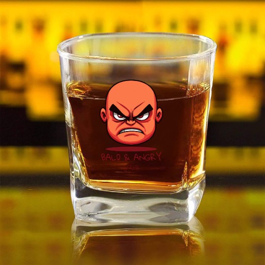 Bald and Angry Square Whiskey Glasses