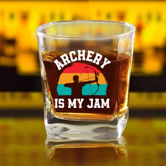 Retro Bow Archery Is My Hobby Square Whiskey Glasses