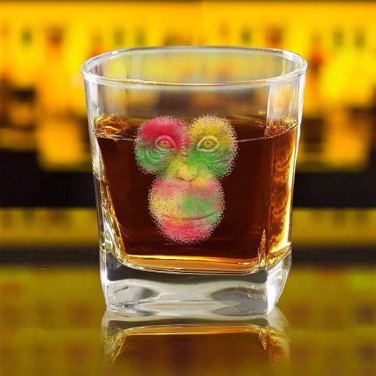 Colorful Retro Monkey Face Square Whiskey Glasses - Funny Monkey