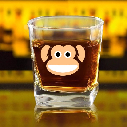 Cute Monkey Whole Face Ape Animal Primate Lover Square Whiskey Glasses