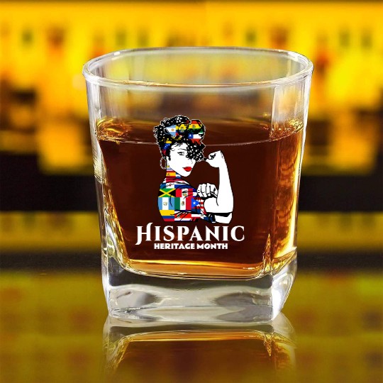 Hispanic Heritage Month Latino Countries Flag Square Whiskey Glasses