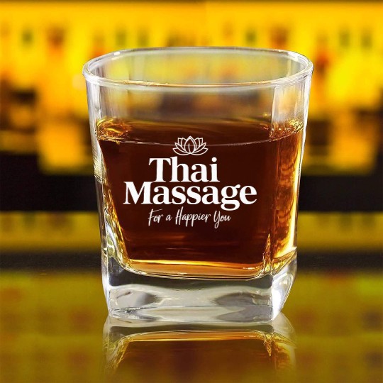 Thai Massage For A Happier You Lotus Emblem Square Whiskey Glasses