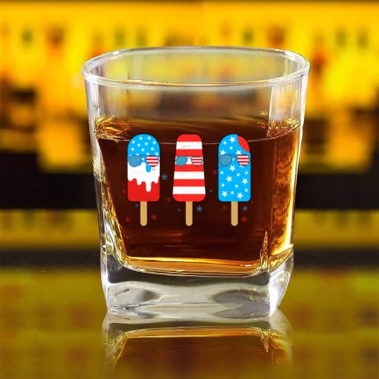 July Popsicle Toddler American Square Whiskey Glasses