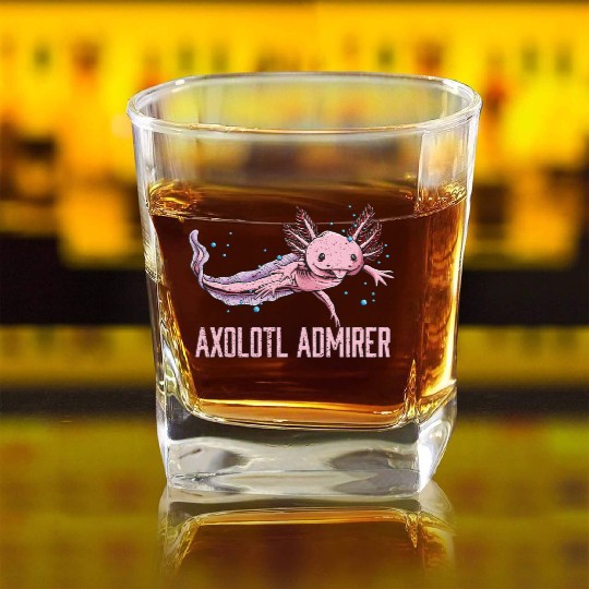 Axolotl Admirer Animal Meme Salamander Animal Pun Square Whiskey Glasses