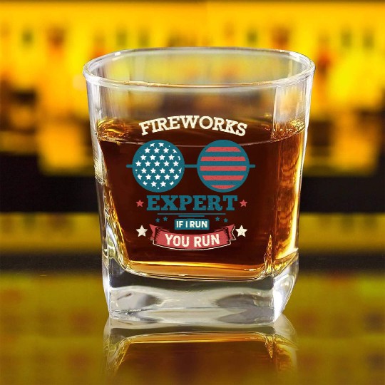 Fireworks Expert: If I Run, You Run! Square Whiskey Glasses