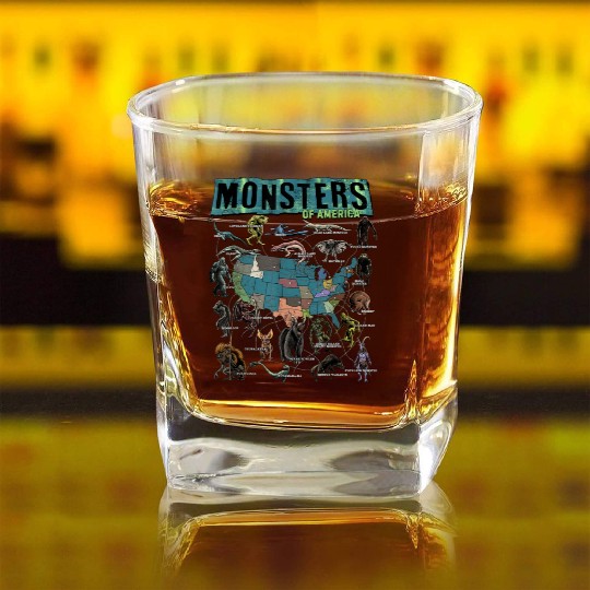 Cryptid Monsters Folklore Creature Cryptozoology Square Whiskey Glasses