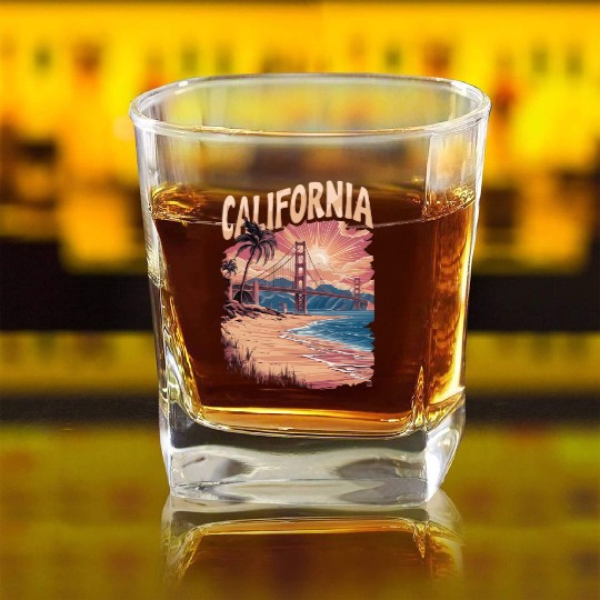 CALIFORNIA GOLDEN GATE BRIDGE BAY AREA Square Whiskey Glasses