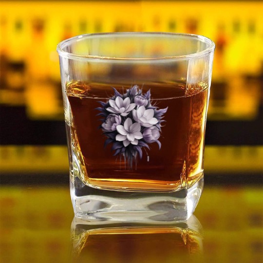 Cute flower purple Square Whiskey Glasses