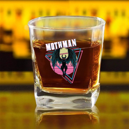 Mothman Retro Vintage Monster Creepy Cryptid Square Whiskey Glasses