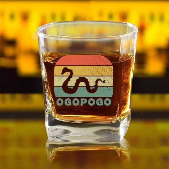 Ogopogo Retro Lake Monster Cryptid Square Whiskey Glasses
