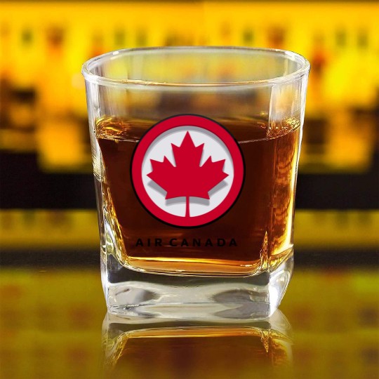 Stylish Air Canada Airline Design Square Whiskey Glasses