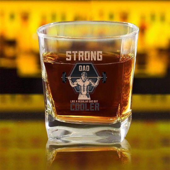 Funny Vintage Gym Dad Workout Weight Lifting Square Whiskey Glasses