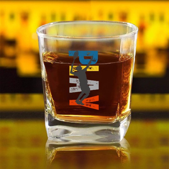 Cool Tennis Player Club Square Whiskey Glasses