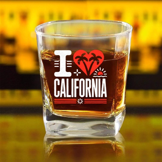 I love California | The Golden State Square Whiskey Glasses
