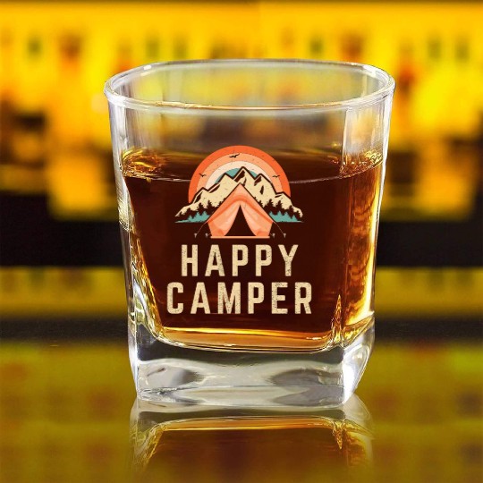 Happy Camper - Camping Lover Square Whiskey Glasses
