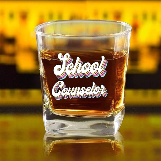 School Counselor Retro 80s 90s Square Whiskey Glasses