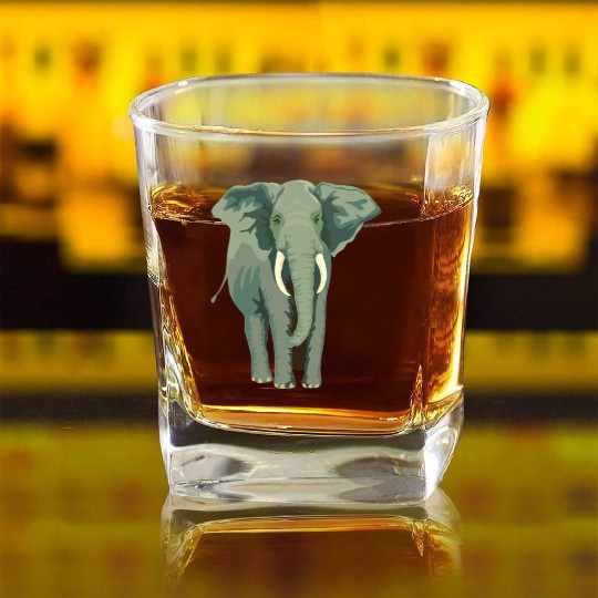 Elephant Face Funny Square Whiskey Glasses - Funny Animal Face Lover