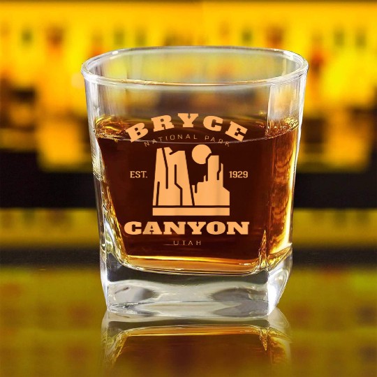 Vintage Bryce Canyon National Park Utah Hiking Cam Square Whiskey Glasses