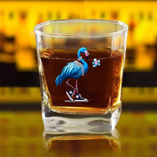 Flamingo Chucks And Pearls Comma La Kamala 2024 Square Whiskey Glasses