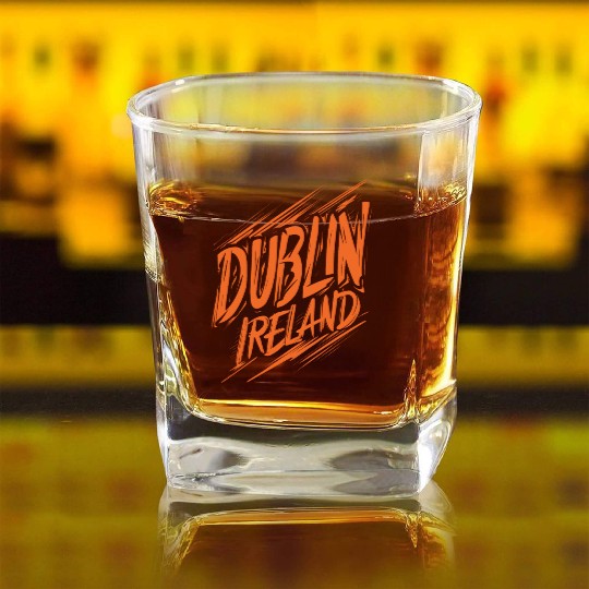 Dublin Ireland Souvenir Graphic Design Square Whiskey Glasses