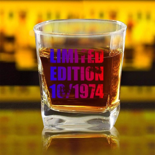 50th birthday Limited Edition 10/1974 Square Whiskey Glasses
