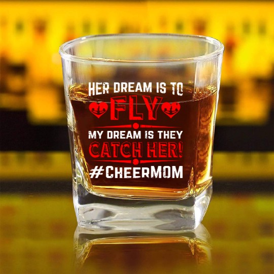 Dream Cheer Mom Cheerleading Mommy Mother's Day Square Whiskey Glasses