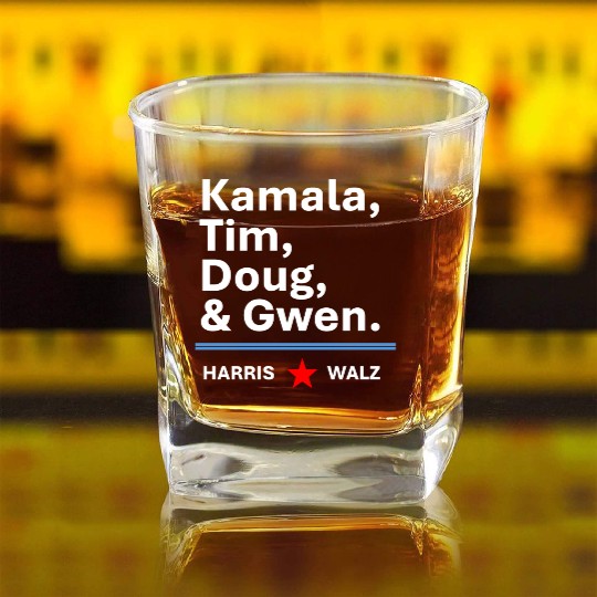 Harris & Walz | Kamala, Tim, Doug & Gwen Square Whiskey Glasses