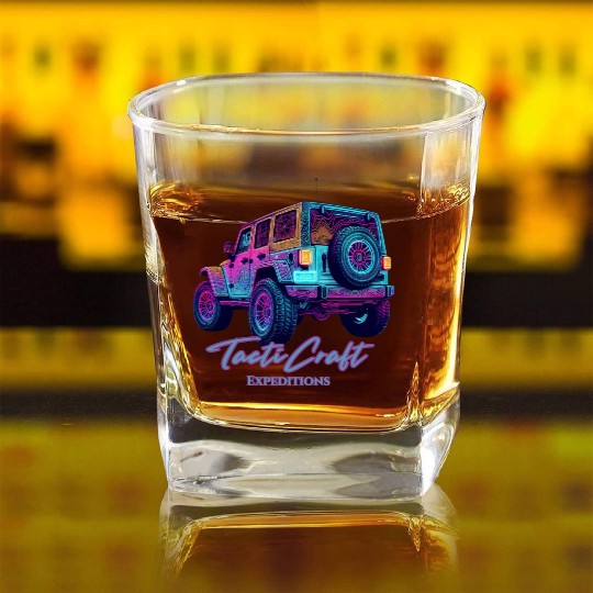 Jeep rear view topographical Square Whiskey Glasses