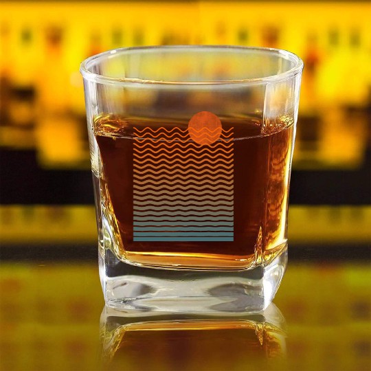 Sunset and Ocean Waves Square Whiskey Glasses