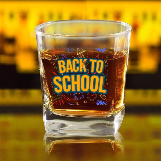Back To School Square Whiskey Glasses