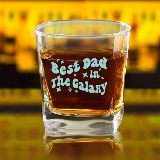 best dad in the galaxy logo father day gift dad Square Whiskey Glasses
