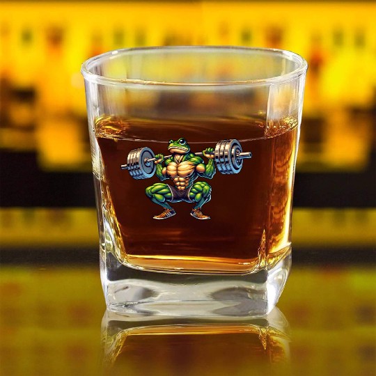 Frog Toad Fitness Barbell Gym Workout Training Square Whiskey Glasses