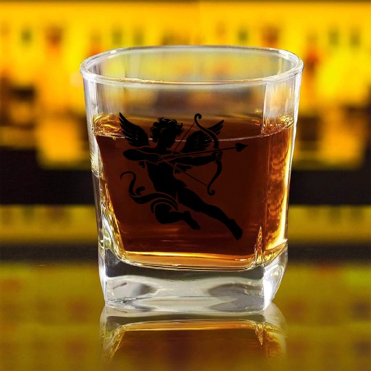 classic cupid shooting his love arrows Square Whiskey Glasses